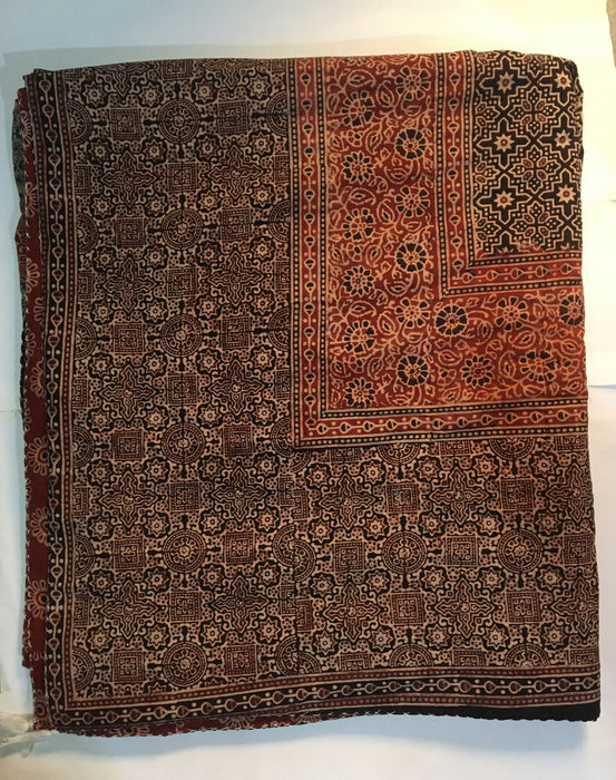 Organic Dyed Handblocked Quilted Squares Rilli -  Reversible