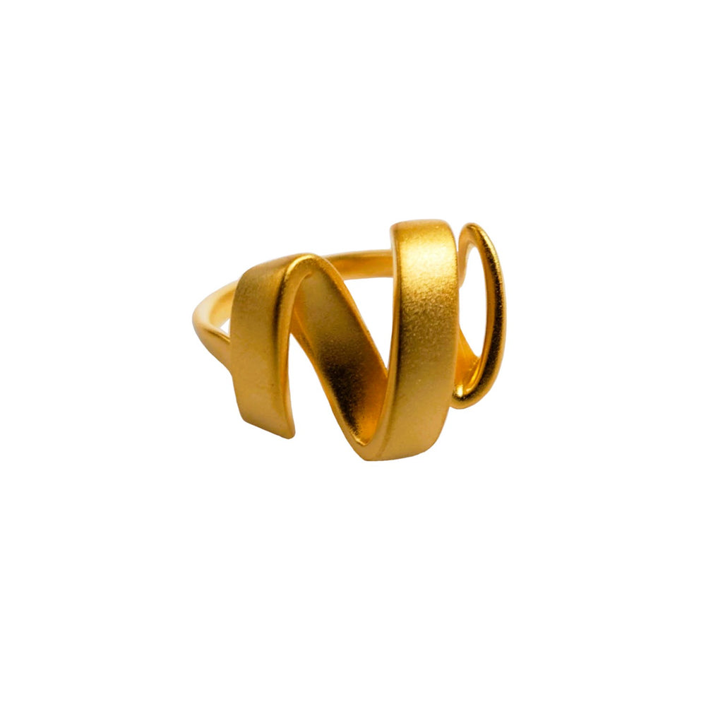 Flowing Around Rhodium Gold Ring