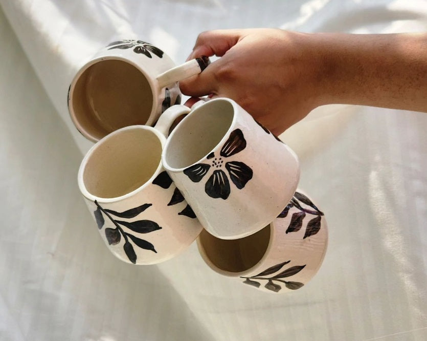 Monochrome Petals Mug