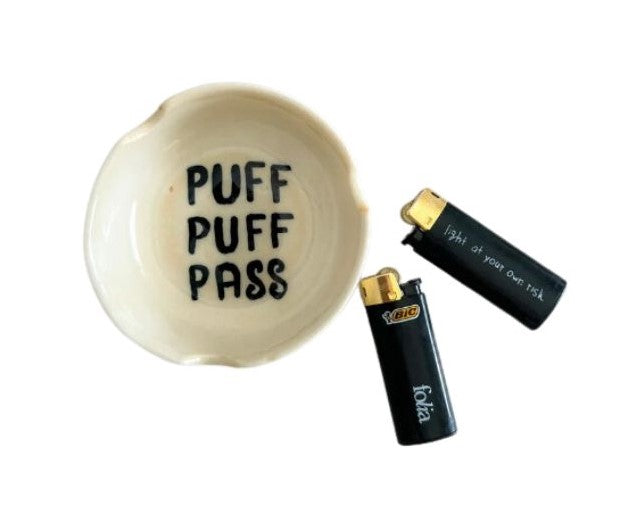 Ceramic Ashtray - Puff Puff Pass