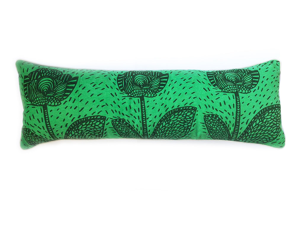 Three Flower Green Cushion