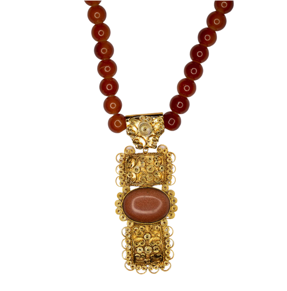 Sunlit – Agate and Sun Stone Pendant