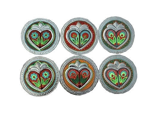 Set of six coasters - Hearts