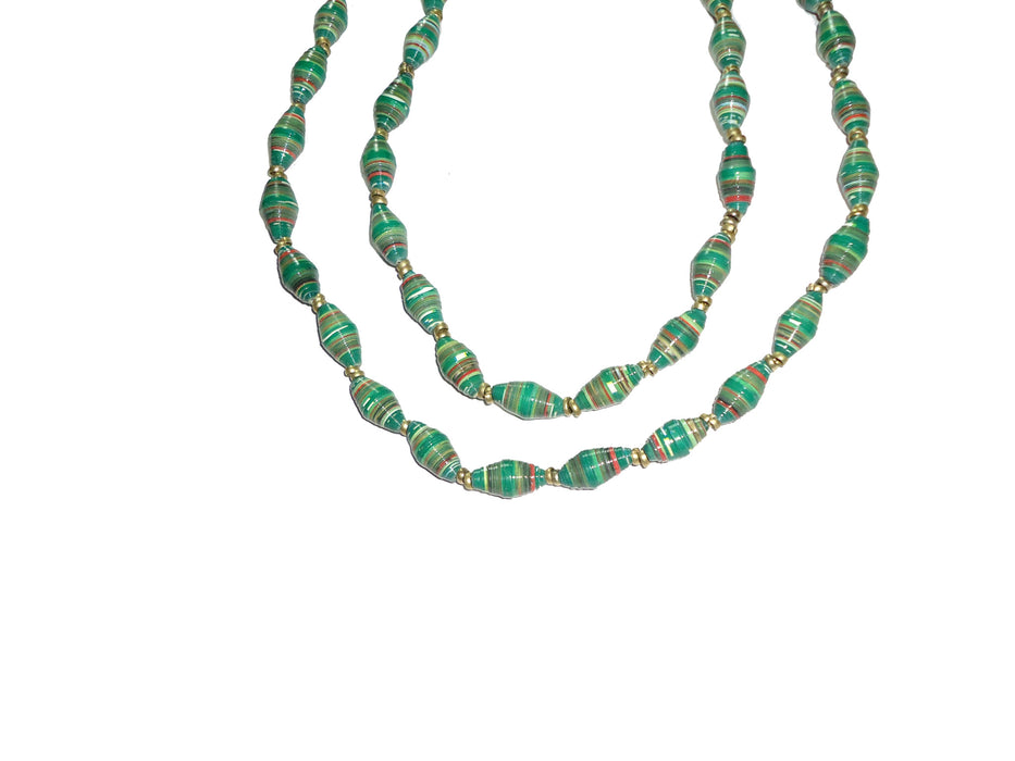 Emerald Paper Beaded Necklace