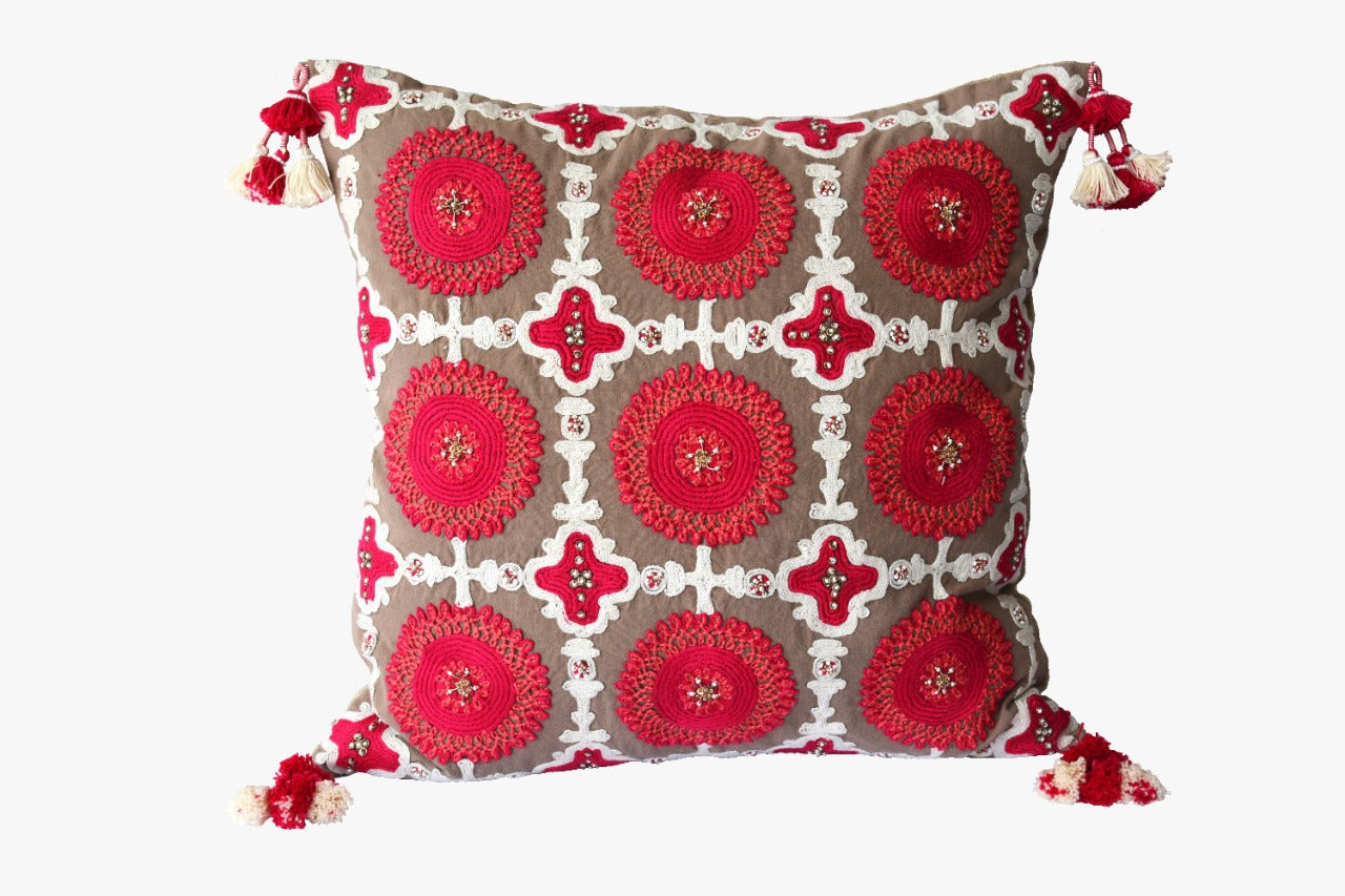 Hand Embroidered Cushion Cover