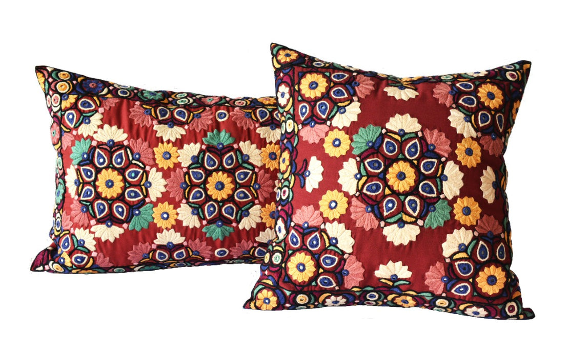 Hand Embroidered Cushion Cover