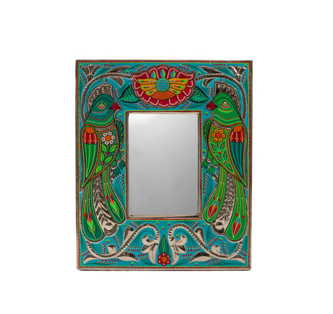 Medium Mirror Frame - Green Bird