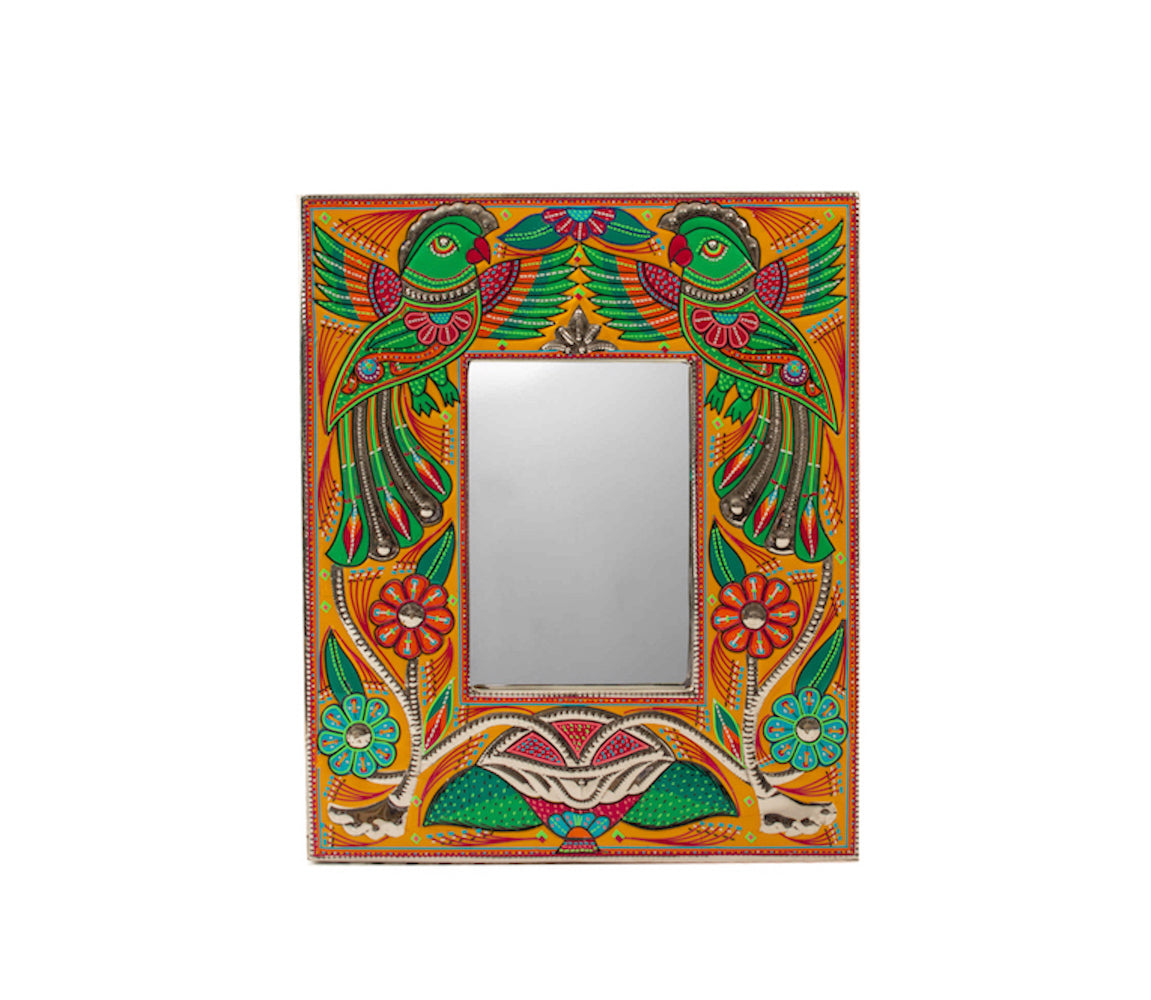 Medium Mirror Frame - Two Happy Parrots