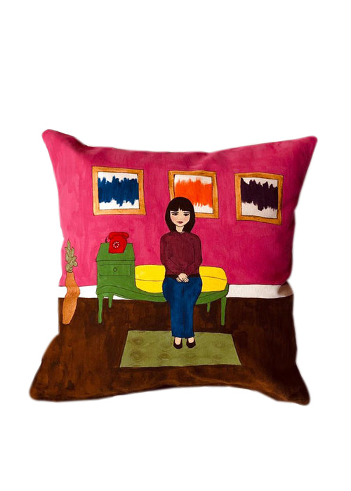 Girl and telephone Cushion