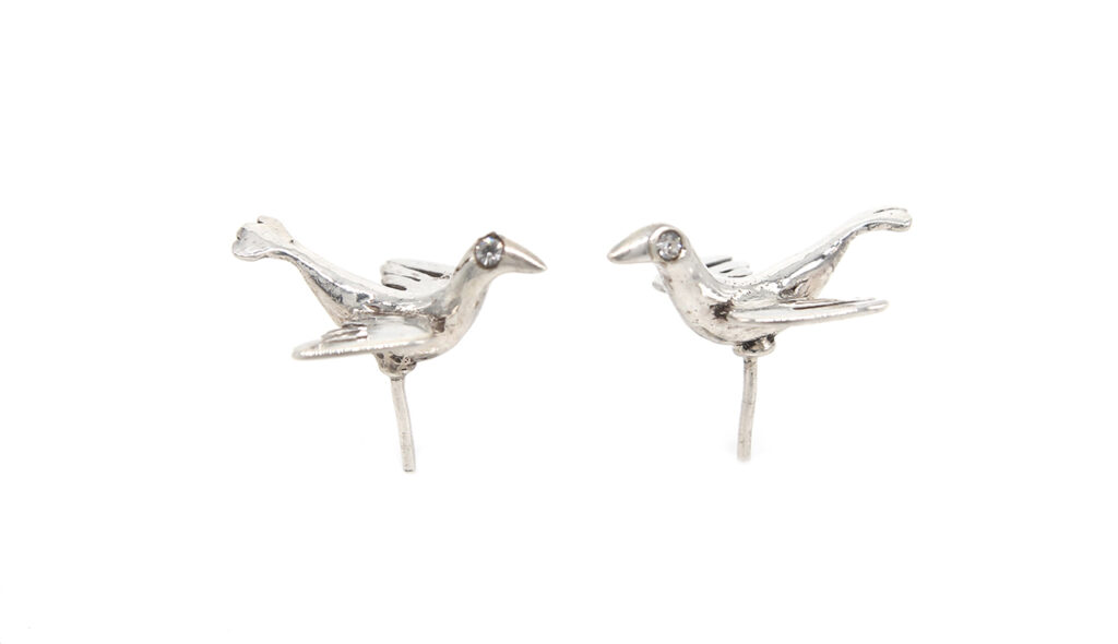 Silver Bird Studs