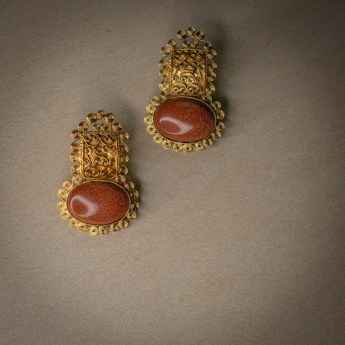 Sunlit – Agate and Sun Stone Earrings