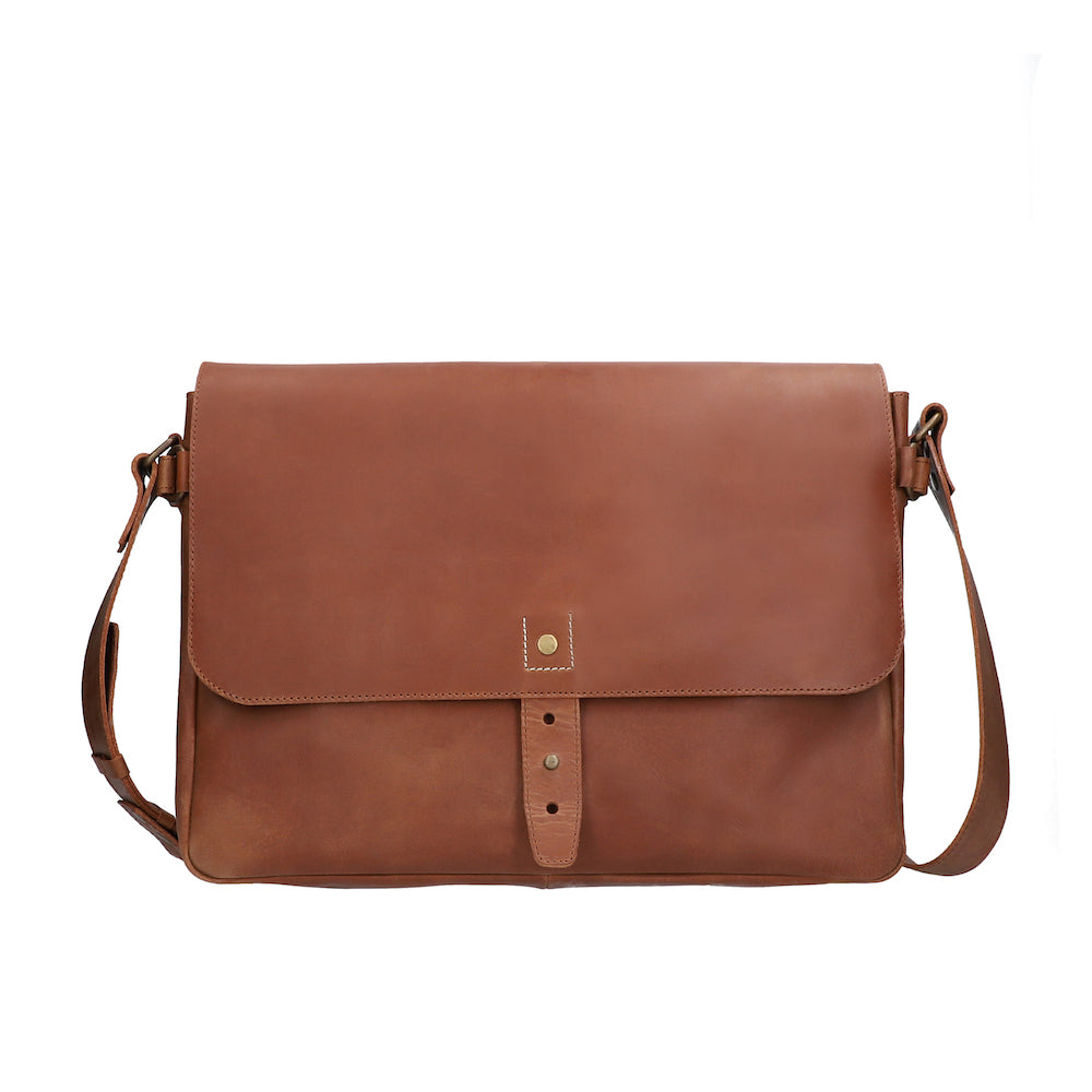 Classic Messenger Handmade Leather Laptop Bag Bear Necessities